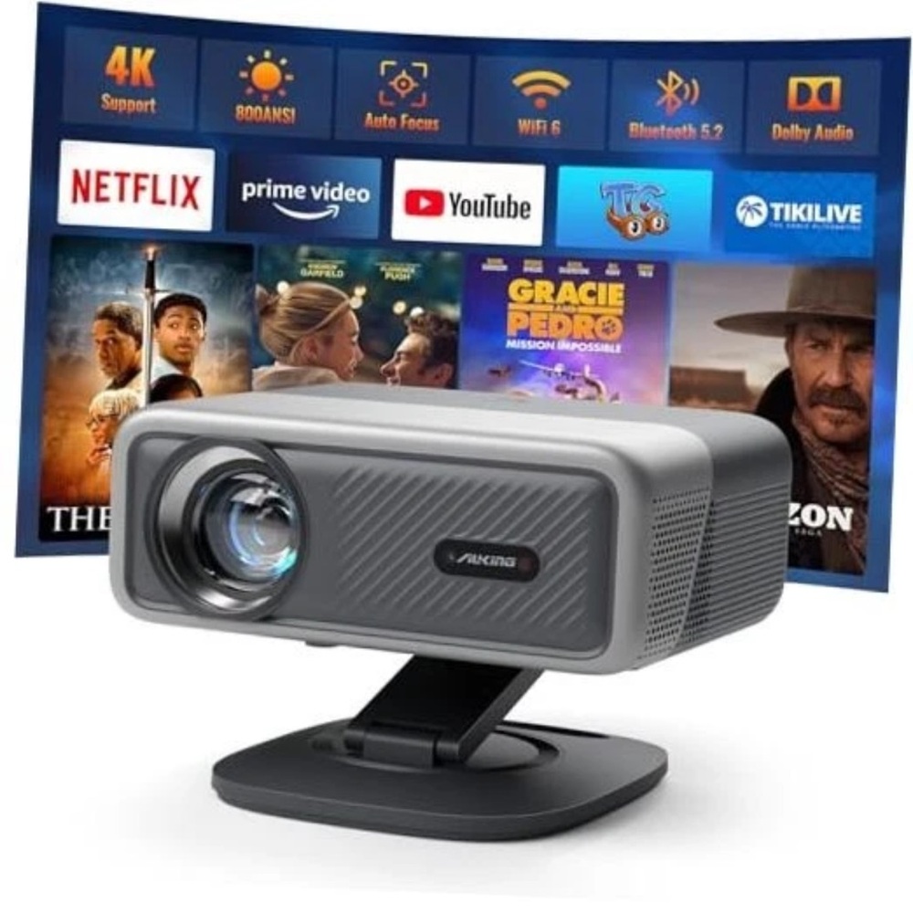 [Netflix Officially&AI Auto Focus] Smart Projector with Wifi and Grey like new